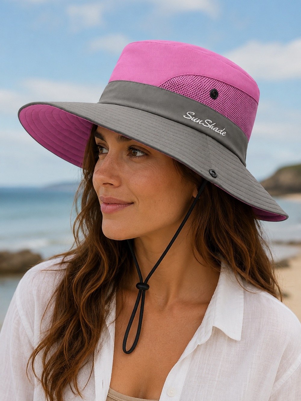SunShade Purple and Gray Wide Brim Sun Hat NEW!